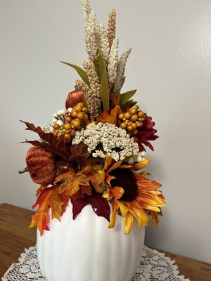 Fall centerpiece, floral centerpiece, Thanksgiving, hostess gift, coffeetable centerpiece, fall arrangement, mantel decor - image3